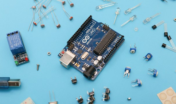 Blue and black circuit board